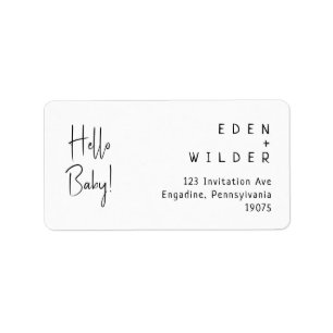 Simple Modern Hello Baby RSVP Return Address Label