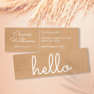 Simple Modern Hello Rustic Kraft Mini Business Card
