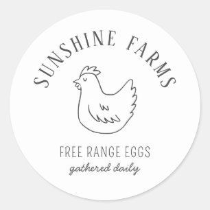 Simple Modern Hen Farm Fresh Eggs  Classic Round Sticker