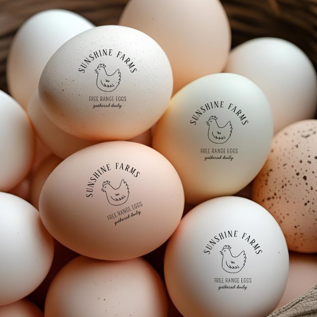 Simple Modern Hen Farm Fresh Eggs Green Rubber Stamp (Creator Uploaded)