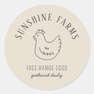 Simple Modern Hen Farm Fresh Eggs Tan Classic Round Sticker