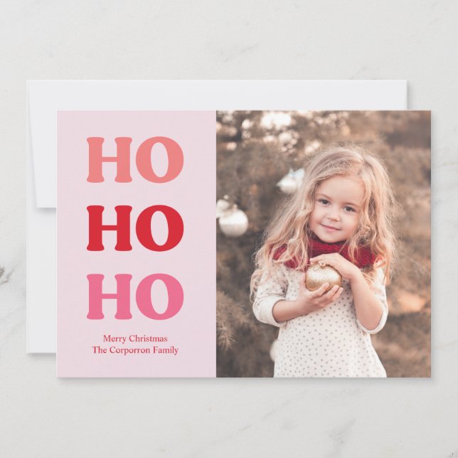 Simple Modern Holiday 2 Photo Red and Pink (Front)