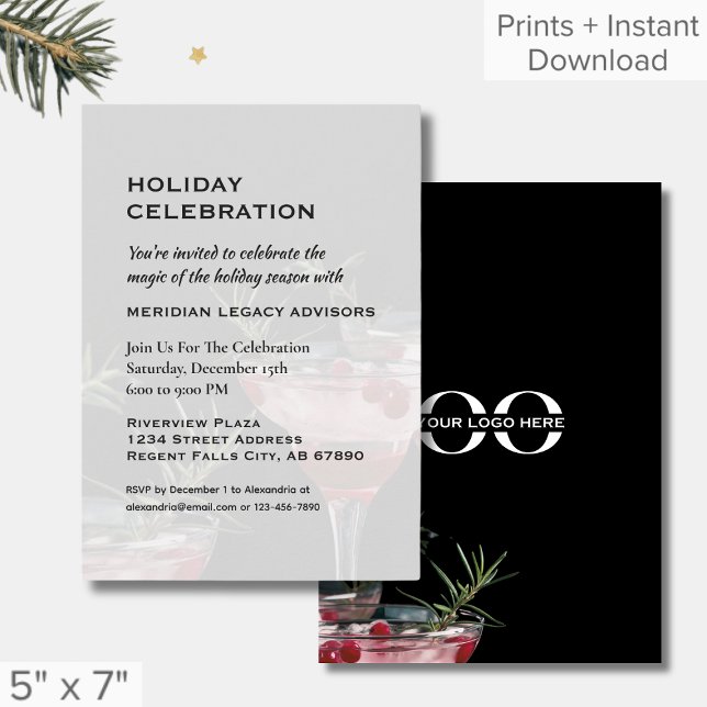 Simple Modern Holiday Party Invitation with Logo (Creator Uploaded)