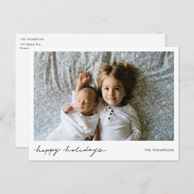 Simple Modern Holiday Postcard with Custom Photo (Front/Back)
