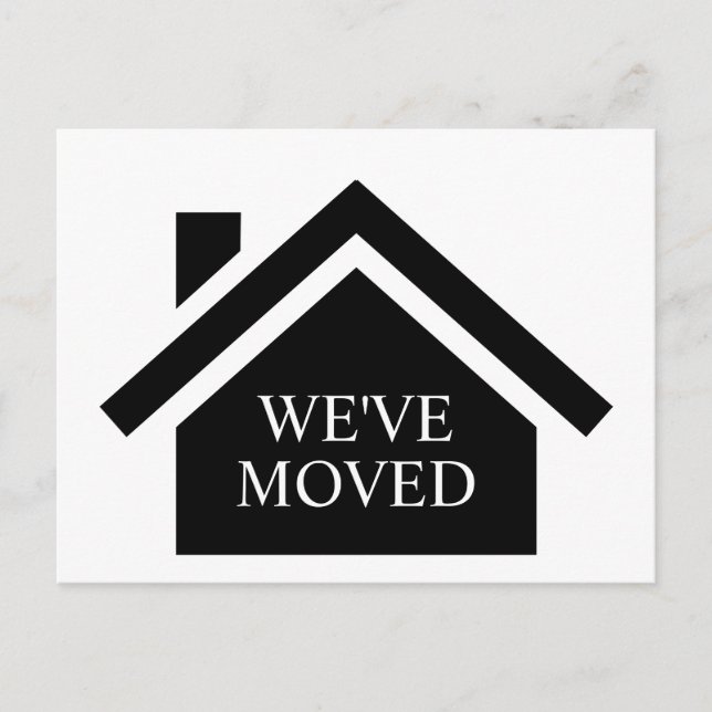 Simple Modern Home New Address We've Moved Black Announcement Postcard (Front)