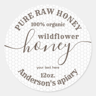 Simple modern honey comb honey jar classic round s classic round sticker
