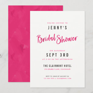 Simple Modern Hot Pink Bridal Shower Invitations