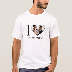 Simple Modern I Love My Girlfriend Heart Photo T-Shirt