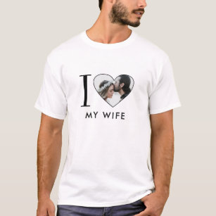 Simple Modern I Love My Wife Heart Photo T-Shirt