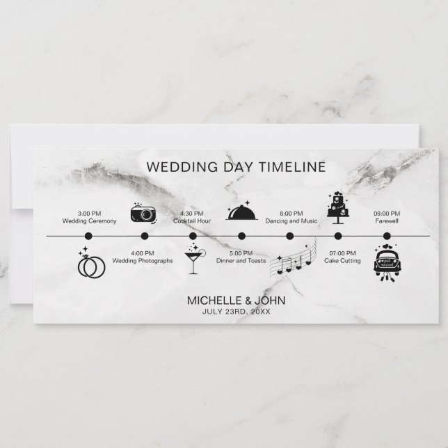 Simple Modern Illustrated Wedding Timeline Invitation (Front)