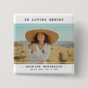 Simple Modern In Loving Memory Photo Memorial  2 Inch Square Button