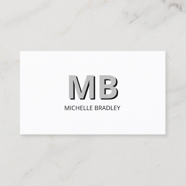 Simple Modern Initial Monogram Business Card (Front)