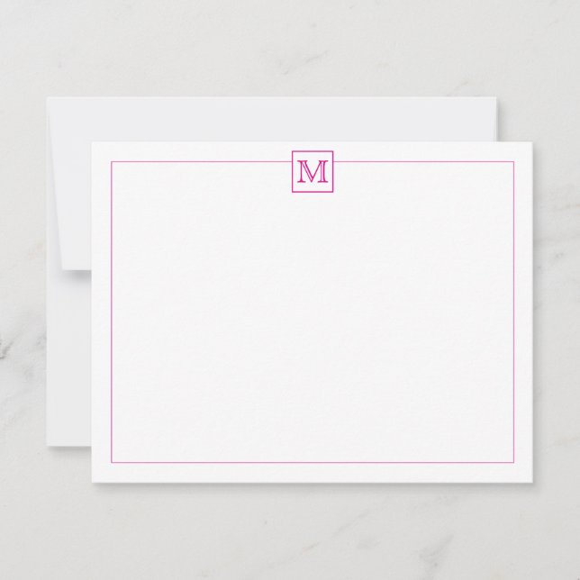 Simple Modern Initial Monogram Magenta Card (Front)