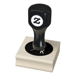 Simple modern initial rubber stamp - black circle