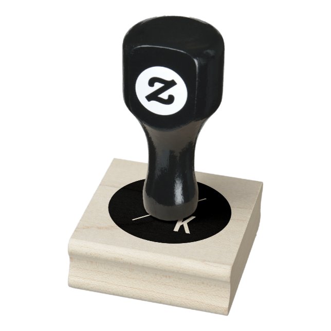 Simple modern initial rubber stamp - black circle (Stamp)