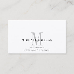 Simple Modern Interior Designer Monogram Business  Card