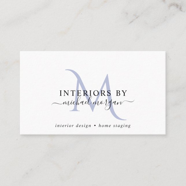 Simple Modern Interior Designer Script Business  Business Card (Front)