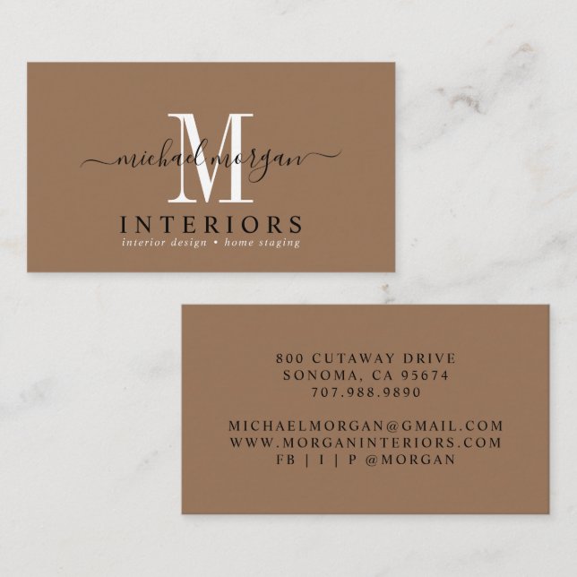 Simple Modern Interior Designer Script Business  Card (Front/Back)