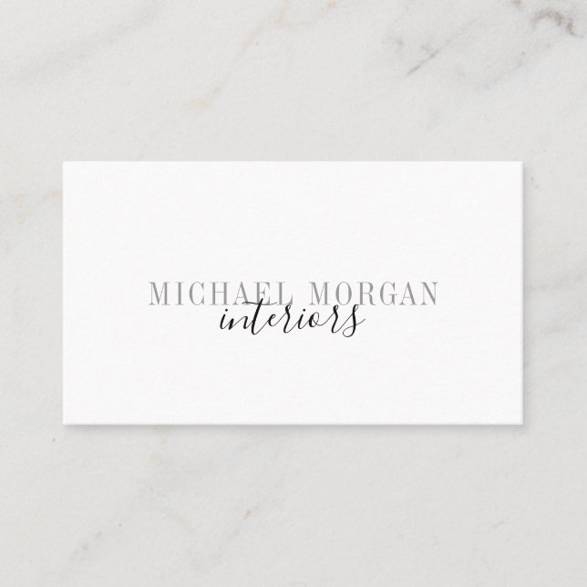 Simple Modern Interior Designer Script  Business Card (Front)