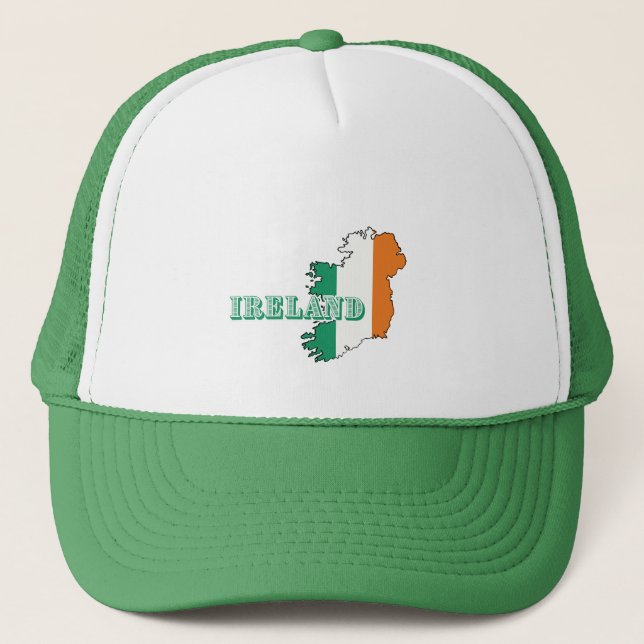 Simple Modern Ireland Irish Art Map Flag Souvenir  Trucker Hat (Front)
