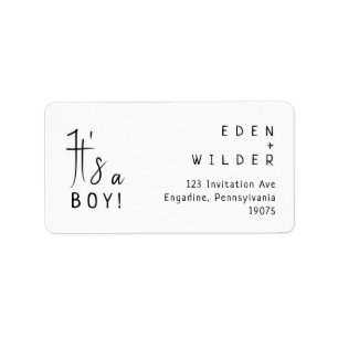 Simple Modern It's A Boy RSVP Return Address Label