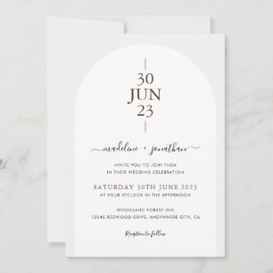 Simple Modern Ivory White Grey Door Photo Wedding Invitation