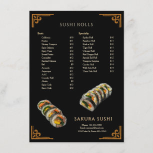 Simple Modern Japanese Sushi Restaurant Menu