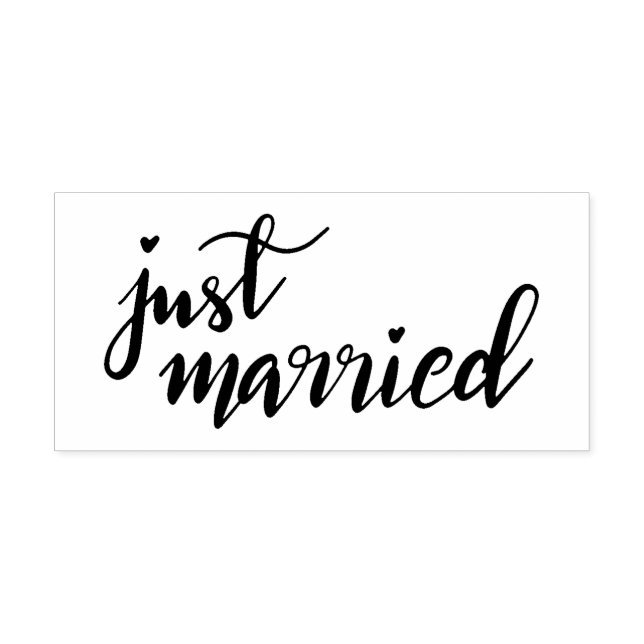 Simple Modern Just Married Handwritten Script Rubber Stamp (Imprint)