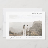Simple Modern Just Married Script Photo Wedding