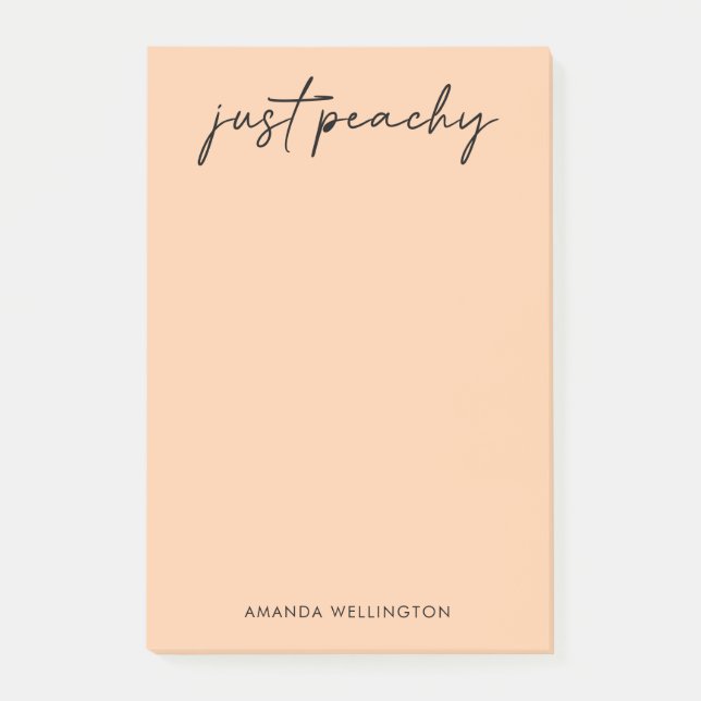 Simple Modern Just Peachy Personalized Post-it Notes (Front)