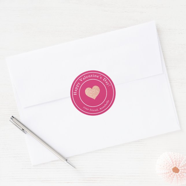 Simple Modern Kids Classroom Valentine's Classic Round Sticker (Envelope)