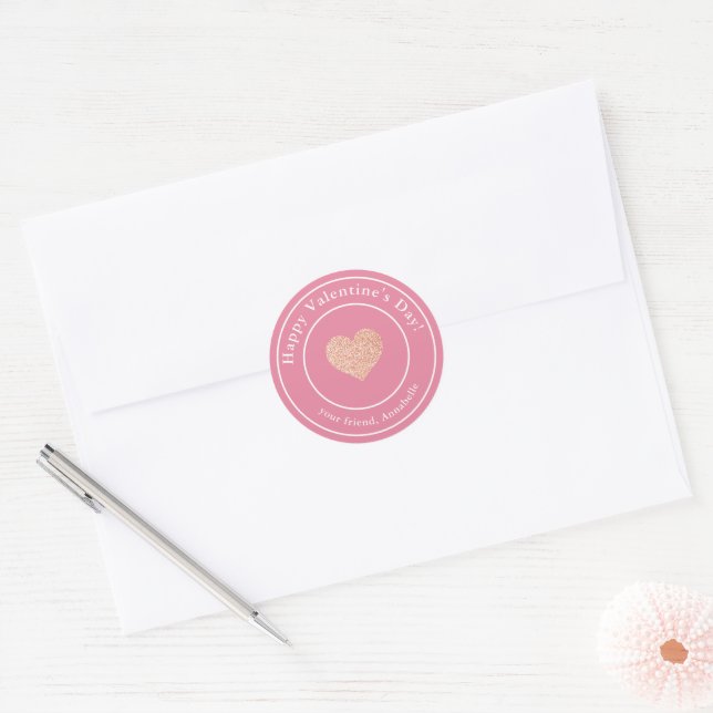 Simple Modern Kids Classroom Valentine's Classic Round Sticker (Envelope)