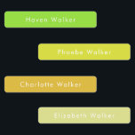 Simple Modern Kids Names Custom Waterproof<br><div class="desc">Label your child's possessions with our custom,  adhesive labels. These colourful labels can be personalized with your child's name,  helping to prevent mix-ups at daycare,  school,  or summer camp. They're easy to add the names or a name by clicking the "Personalize" button.</div>