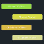 Simple Modern Kids Names Custom Waterproof<br><div class="desc">Label your child's possessions with our custom,  adhesive labels. These colourful labels can be personalized with your child's name,  helping to prevent mix-ups at daycare,  school,  or summer camp. They're easy to add the names or a name by clicking the "Personalize" button.</div>