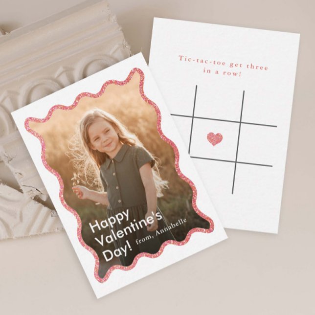 Simple Modern Kids Photo Classroom Valentine's Card (Modern Kids Photo Classroom Valentine's Day Card with Tic-Tac-Toe game on the back.)