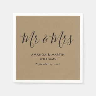 Simple Modern Kraft Script Wedding Napkin
