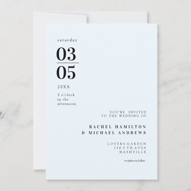 Simple, modern, large typography invitation (Front)