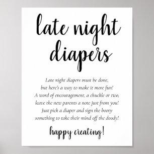 Simple Modern Late Night Diapers Classic Shower Poster