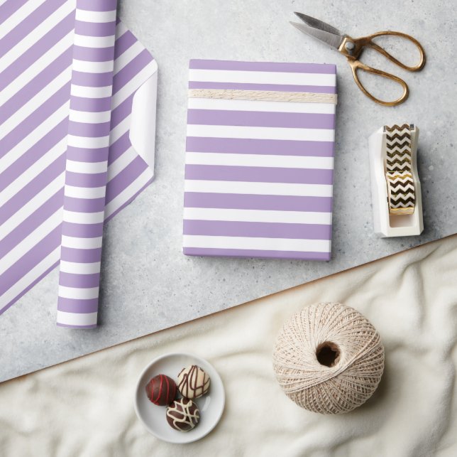 Simple Modern Lavender Purple Striped Minimalist Wrapping Paper (Crafts)