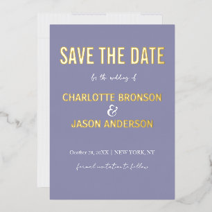 Simple Modern Lavender Save The Date Gold
