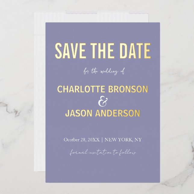 Simple Modern Lavender Save The Date Gold     (Envelope)