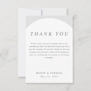 Simple Modern Light Gray Arch Flat Thank You Card