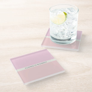 Simple Modern Light Pink and Coral Glass Coaster