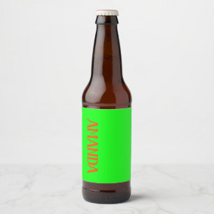 Simple & Modern Lime Green & Orange - Personalized Beer Bottle Label