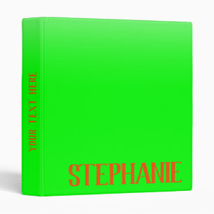 Simple & Modern Lime Green & Orange - Personalized Binder