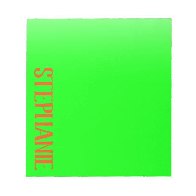 Simple & Modern Lime Green & Orange - Personalized Notepad (Front)