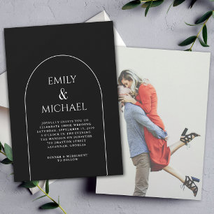 Simple Modern Line Arch with Photo Wedding Invitation