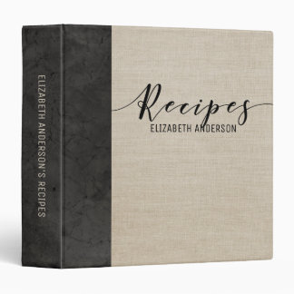 Simple Modern Linen Family Recipe Cookbook Binder