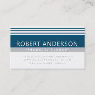 SIMPLE MODERN LINES manly pale grey dark blue Business Card