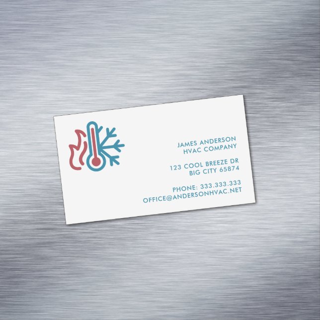 Simple Modern Logo AC Heat Professional HVAC Magnetic Business Card (In Situ)